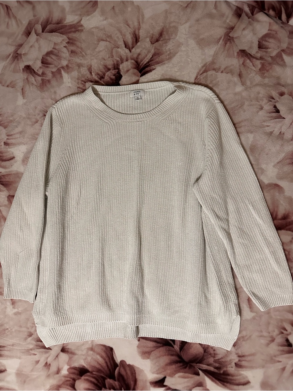 Crown & Ivy Cozy Women's Crewneck Sweater - Cream size XL